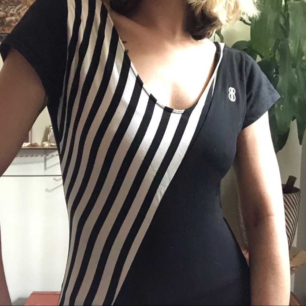 *SOLD* Vintage Striped BB Leotard - Picture 1 of 6